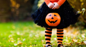 halloween costume, trick or treat, girl with pumpkin